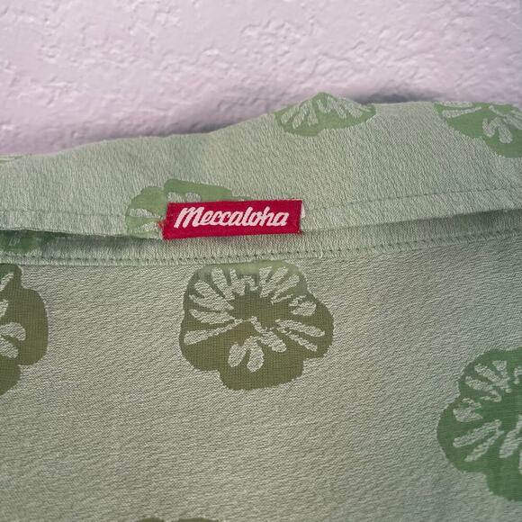 Meccaloha resorts green floral Hawaiian button up shirt size XXL - Picture 7 of 9
